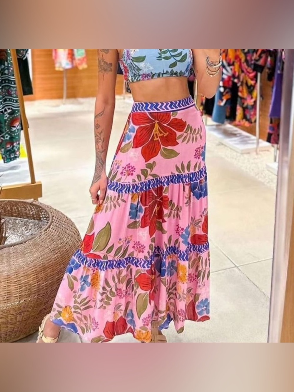 FARM RIO Florisbela Tiered Maxi Skirt Large - Picture 4 of 14
